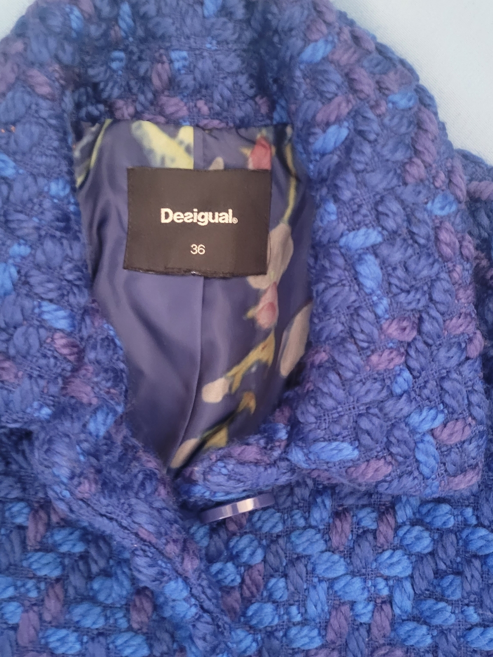 Desigual Women's Blue Textured Button-Front Coat - Picture 5 of 15